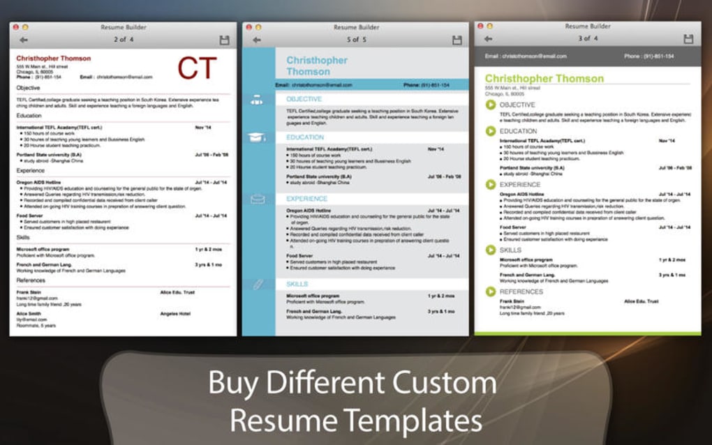 Free Resume Software For Mac